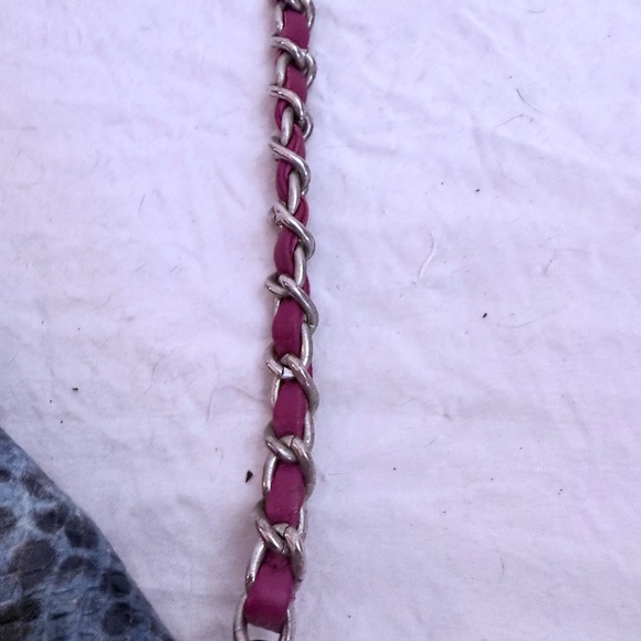 Elie Tahari Teal Snakeskin, with Purple and Red Leather Clutch - Picture 4 of 9